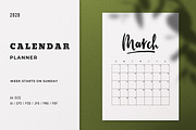 Calendar 2020 Planner A4 Sun start