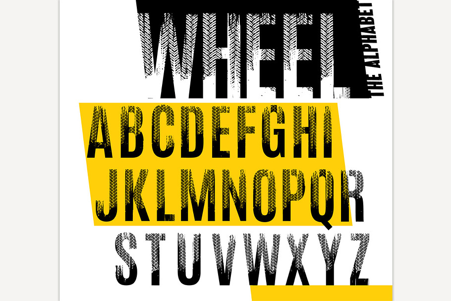 Wheel. Grunge tire letters