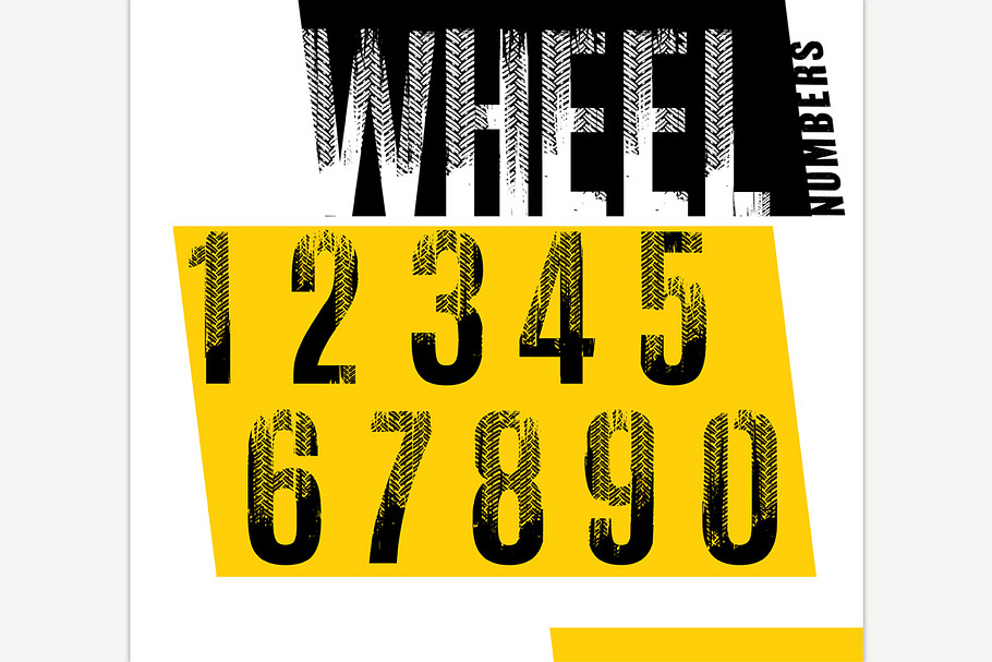 Wheel. Grunge tire numbers.