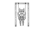 Robot child play on swing sketch