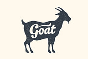 Goat, lettering. Design of farm