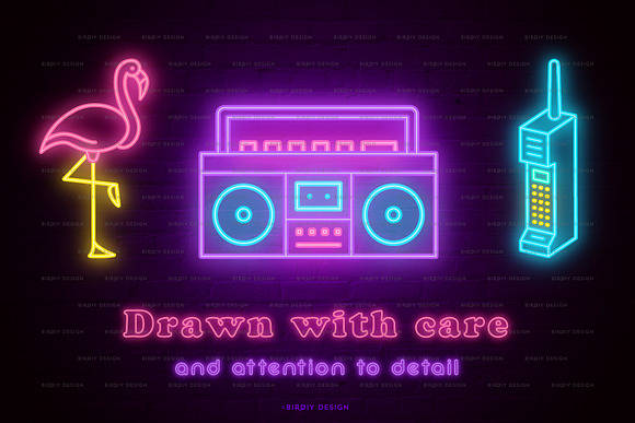Retro Glow 80s Neon Icon Set in Neon Icons - product preview 4
