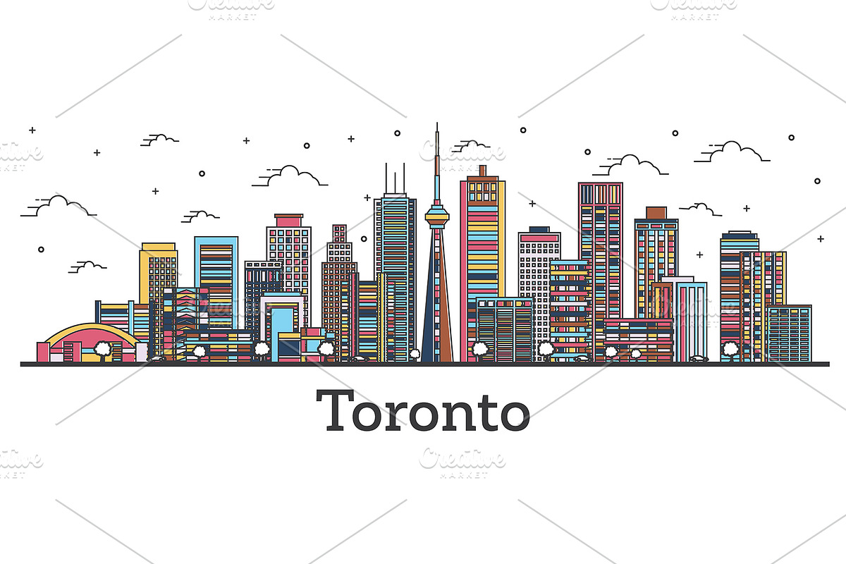 Outline Toronto Canada City Skyline in Illustrations - product preview 8