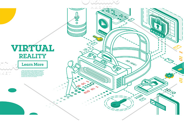 Virtual Reality Outline 3d Isometric