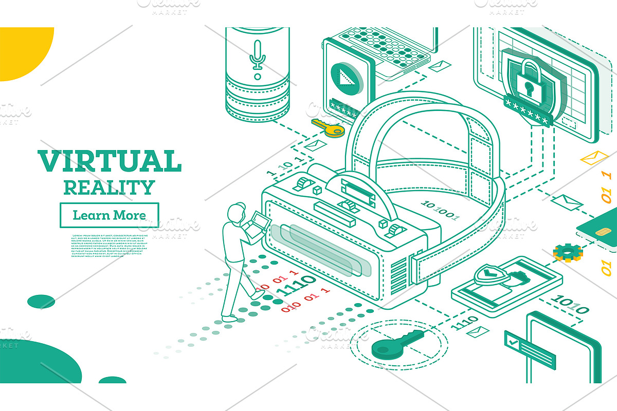 Virtual Reality Outline 3d Isometric in Illustrations - product preview 8