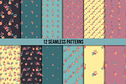 Butterflies and flowers. 12 patterns