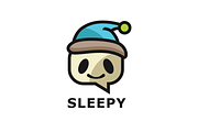Sleepy Chat Ghost Logo Template