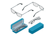 Isometric Glasses isolated on white