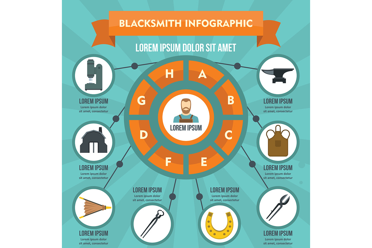 Blacksmith infographic concept, flat in Illustrations - product preview 8