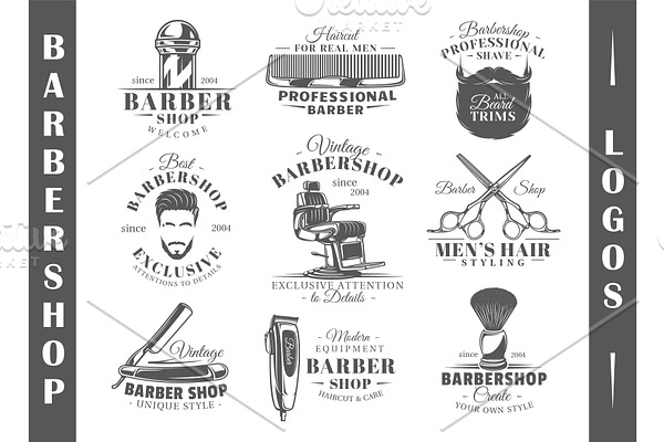 9 Barbershop Logos Templates Vol.1