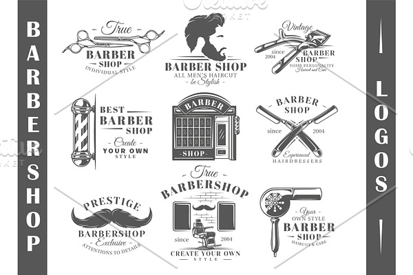 9 Barbershop Logos Templates Vol.2
