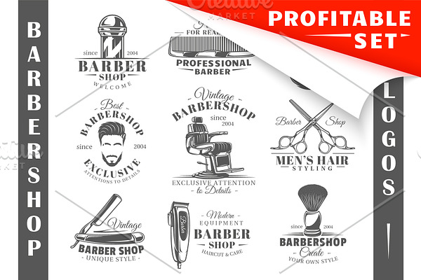 18 Barbershop Logos Templates