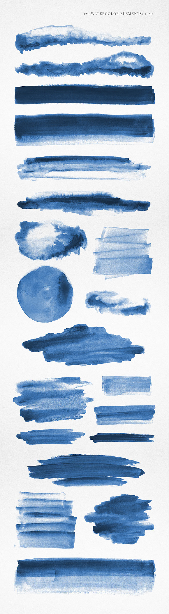 120 Watercolor Texture Elements Blue in Textures - product preview 1
