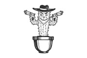 Cactus gangster bandit sketch vector