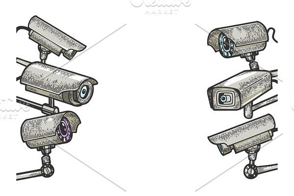 Surveillance camera sketch engraving