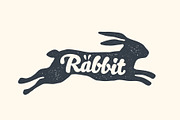 Rabbit, lettering. Design of farm