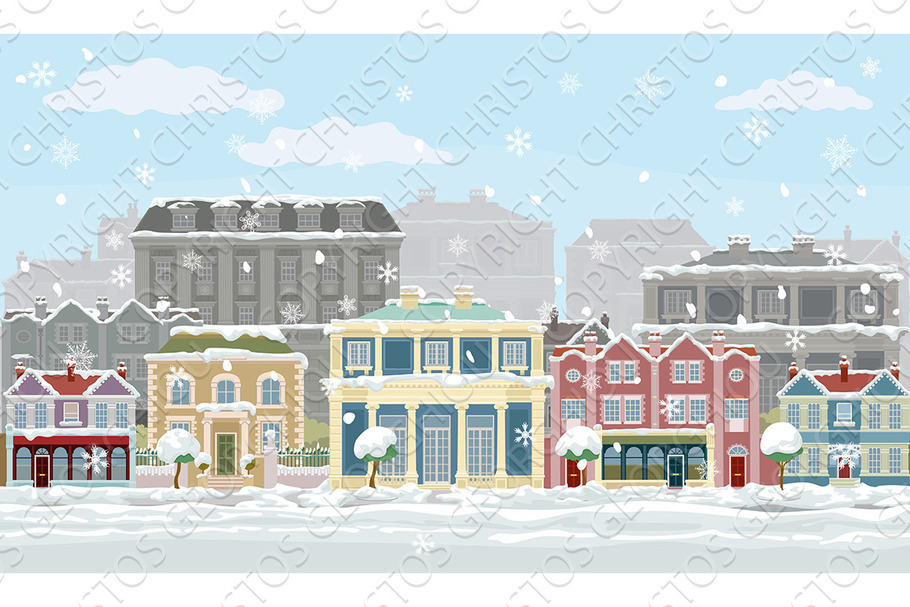 Christmas Snow Houses and Shops