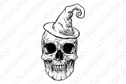 Halloween Witch Hat Skull