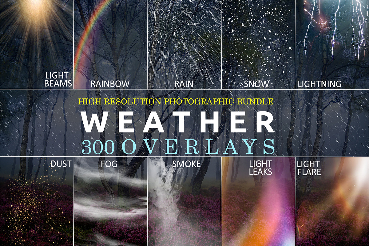300 WEATHER PHOTOSHOP OVERLAYS in Objects - product preview 8