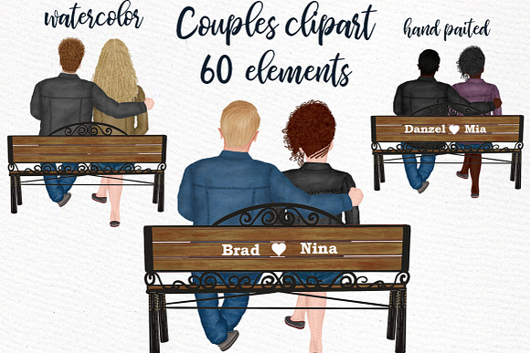 Couple on the bench Custom Couples in Illustrations - product preview 1