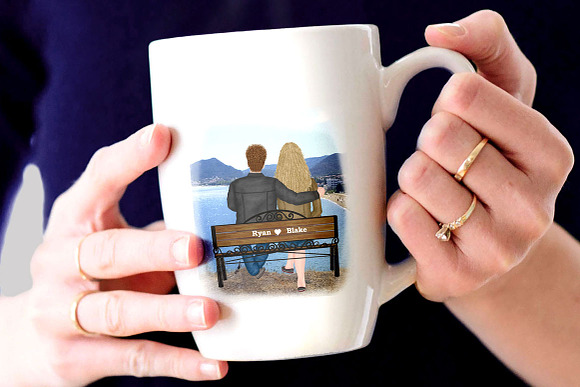 Couple on the bench Custom Couples in Illustrations - product preview 6