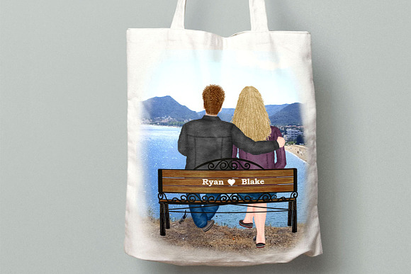 Couple on the bench Custom Couples in Illustrations - product preview 7