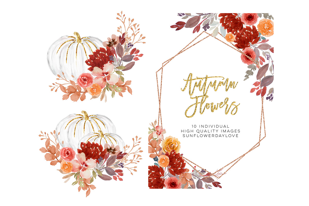 Fall Autumn Wreath Floral clipart in Illustrations - product preview 8