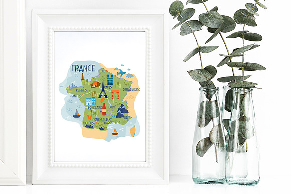 Vector Map of France in Illustrations - product preview 1