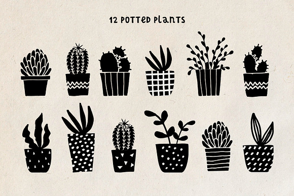 Potted Plants | Patterns & Extras in Illustrations - product preview 3