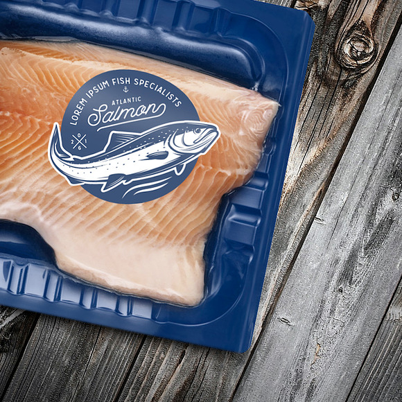 Vintage salmon logos & emblems in Illustrations - product preview 1