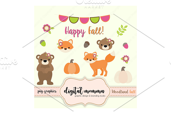 Woodland Fall Friends PNG Clipart