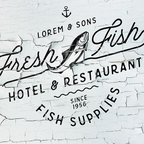 Vintage salmon logos & emblems in Illustrations - product preview 2