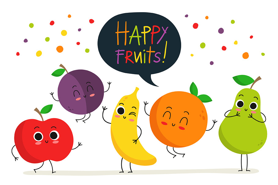 Cute happy fruits! :) in Illustrations - product preview 8