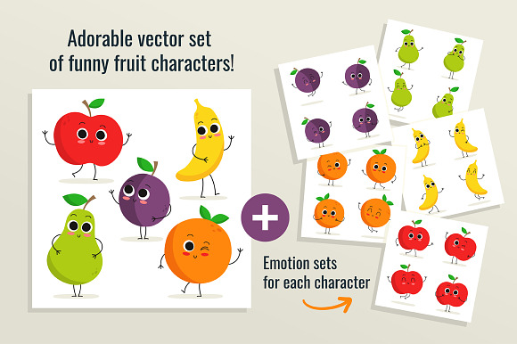 Cute happy fruits! :) in Illustrations - product preview 1