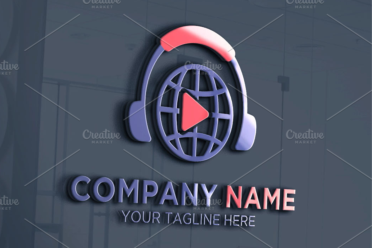 Headphone Globe Play Logo in Logo Templates - product preview 8