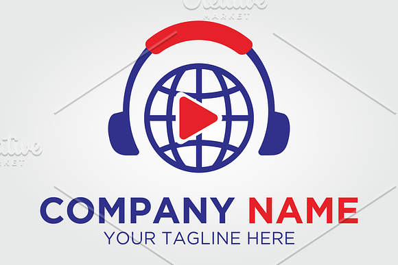 Headphone Globe Play Logo in Logo Templates - product preview 2