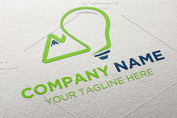 Mountain Lamp Bulb Logo in Logo Templates - product preview 1