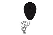 guy in space. funny illustrations