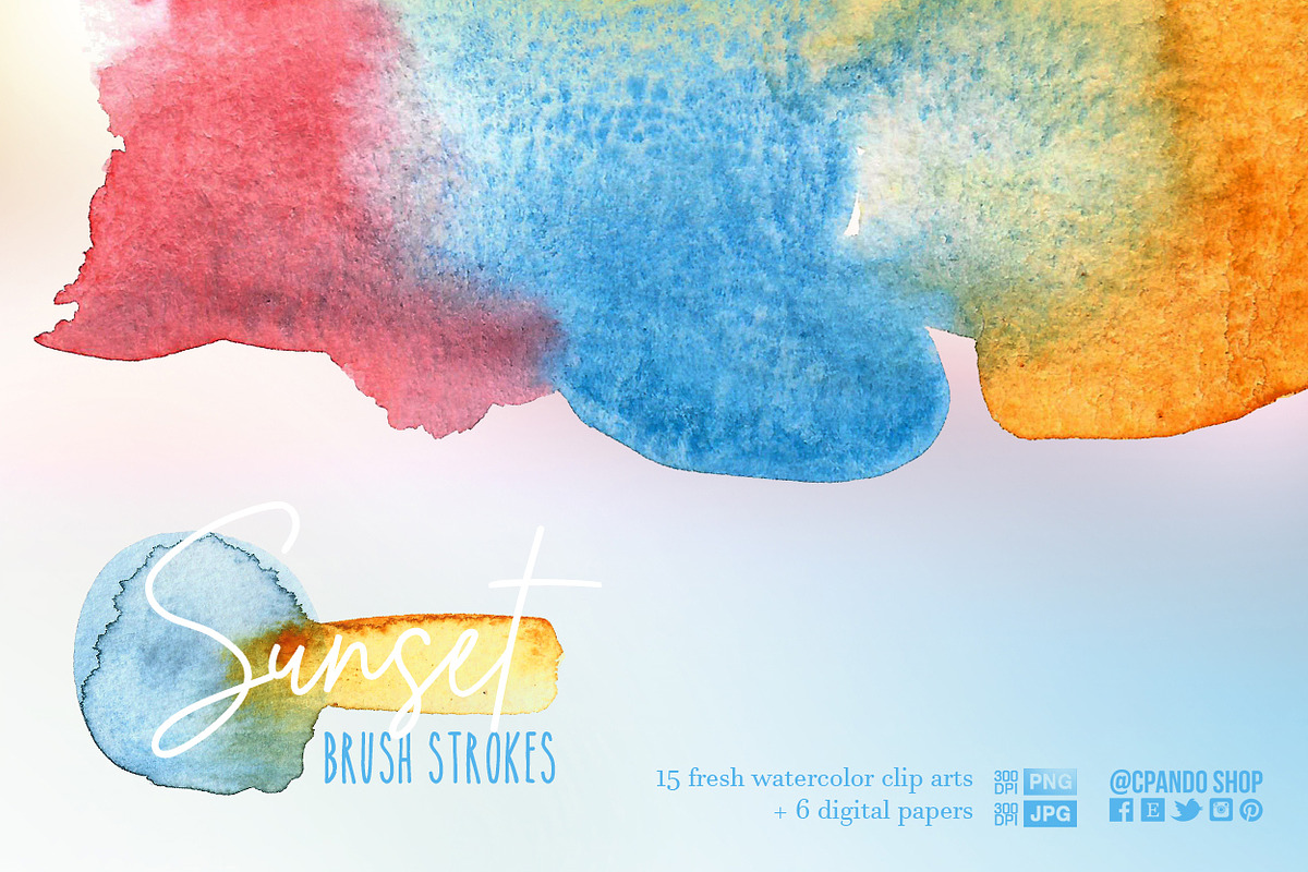 Sunset brush strokes and texture in Illustrations - product preview 8
