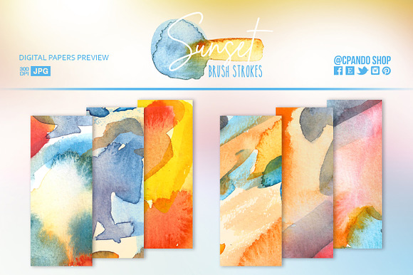 Sunset brush strokes and texture in Illustrations - product preview 4