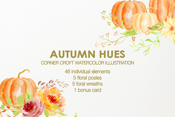 Autumn Hues Pumpkin Clipart in Illustrations - product preview 1