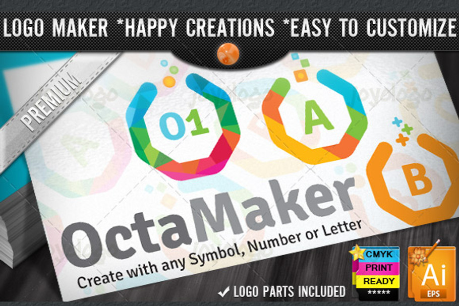 Colorful Flat Octagon Logo Maker Set