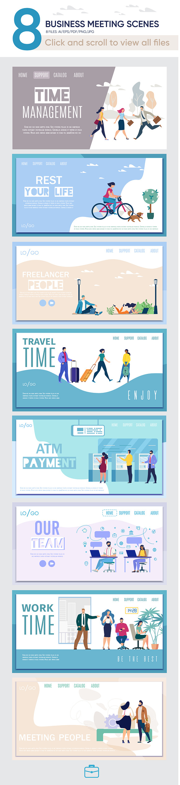 Business Meeting Vector Scenes in Landing Page Templates - product preview 1