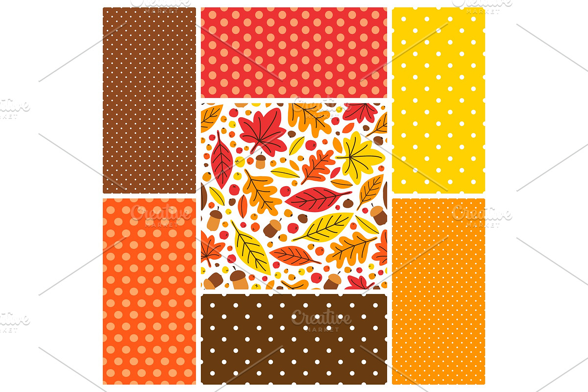 Cute set of Autumn seamless patterns in Textures - product preview 8