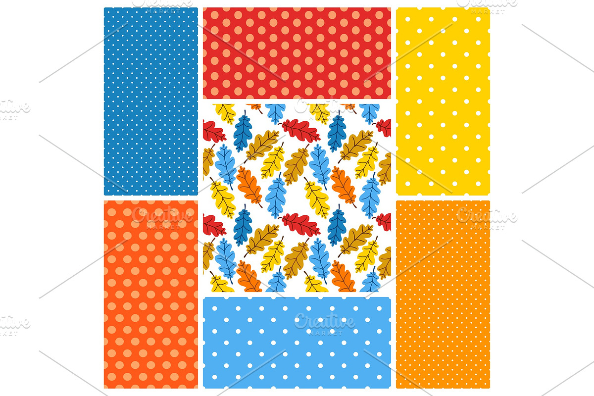 Cute set of Autumn seamless patterns in Textures - product preview 8