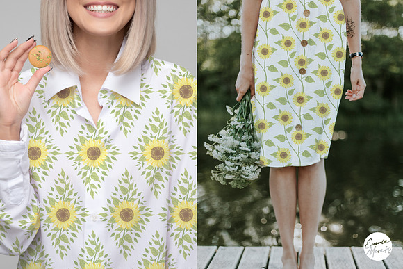Sunflower Seamless Patterns in Patterns - product preview 4
