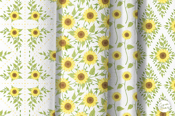 Sunflower Seamless Patterns in Patterns - product preview 5