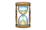 Sand watch glass sketch engraving