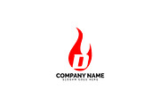 d letter flame logo