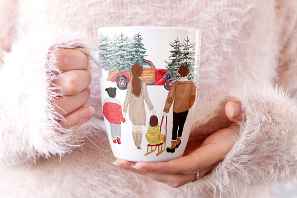 Winter Family Christmas Clipart in Illustrations - product preview 4